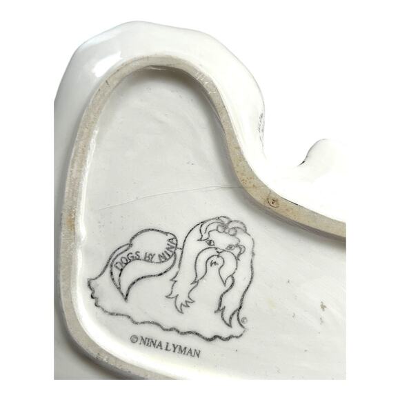 Dogs by Nina Cute Maltese Shih Tzu Trinket Tray Spoon Rest Dish 5 1/2” x 5” EUC - Picture 3 of 5